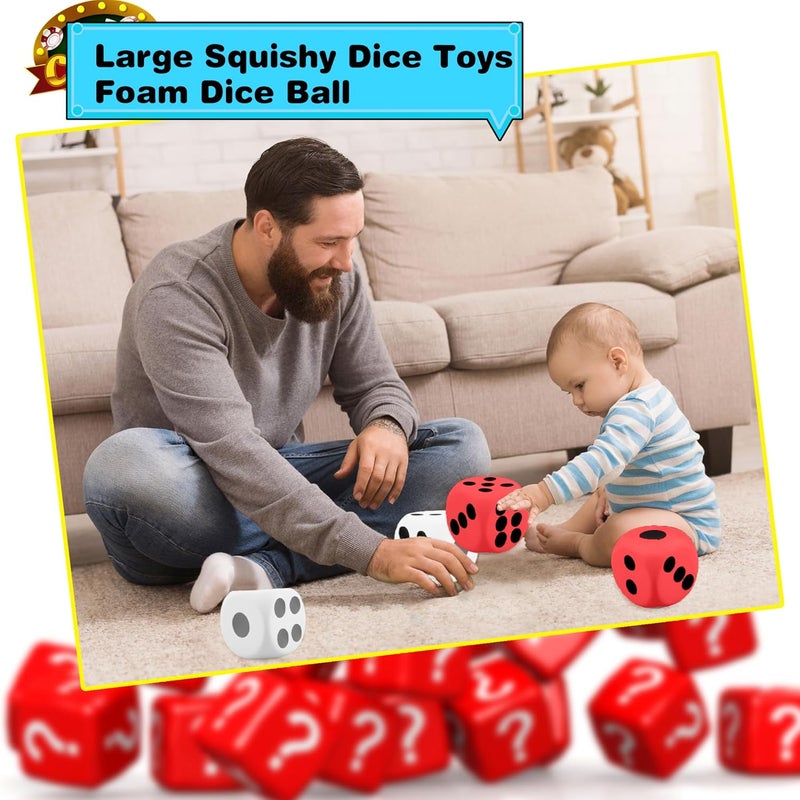 Cotiny 2 Pieces 6 Inches Large Foam Dice Set Giant Foam Dice Soft Dot Dice Toy for Family Educational Toys Parent Child Board Games Nights Casino Themed Party Decoration (Color Set 7) - Image 4